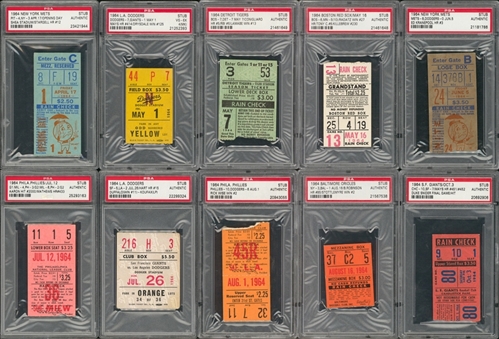 1964-65 Baseball Ticket Stub Collection With HR Tickets From Aaron And Mays- Lot of 22 (PSA)